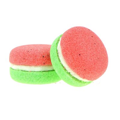 Green and red effervescent macaroon 70g, scent: watermelon - 260201