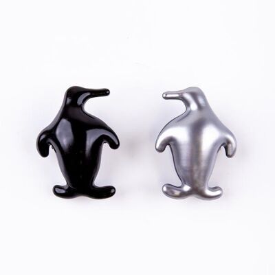 Cuenta de baño de pingüino de plata negra y perlada, aroma a hielo - 100943