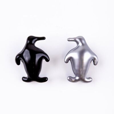 Schwarze und perlmuttsilberne Pinguin-Badeperle, Eisduft – 100943