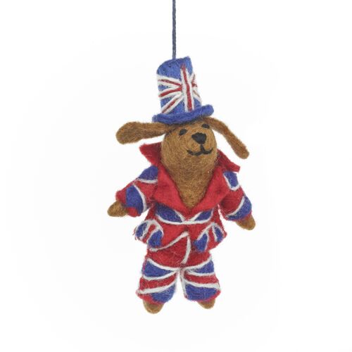 Handmade Felt Patriotic Pooch Hanging London Decoration