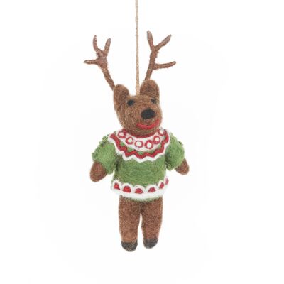 Handmade Felt Retro Reindeer Hanging Christmas Decoration