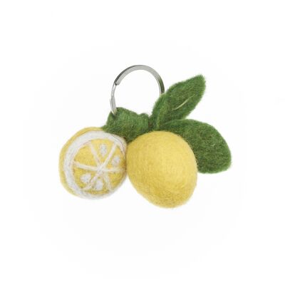 Handgefertigter Zitronen-Schlüsselanhänger aus Filz