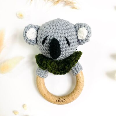 Personalized crochet baby rattle