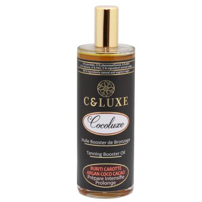 Cocoluxe aceite BRONCEADOR natural: Activador, acelerador y prolongador del bronceado, aceite antes y después del sol, Bronceado intenso y uniforme 100 ml. (vainilla de coco)