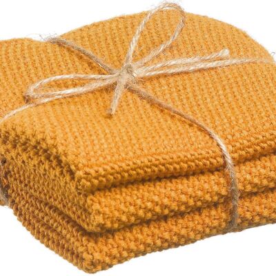 Set of 3 recycled Izan knitted hand towels Sunflower 25 x 25