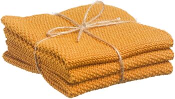 Lot de 3 essuie-mains tricotés Izan recyclés Tournesol 25 x 25 1