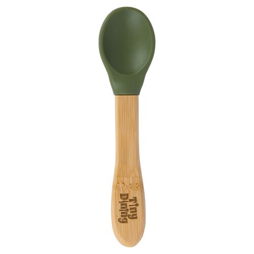 Olive Soft Tip Bamboo Spoon - Silicone Tip