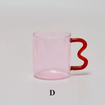 Tasse en verre d'oreille colorée 6