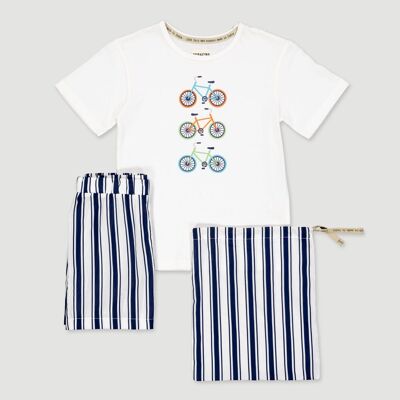 ORGANIC COTTON PAJAMA KID SORA WHITE STRIPES