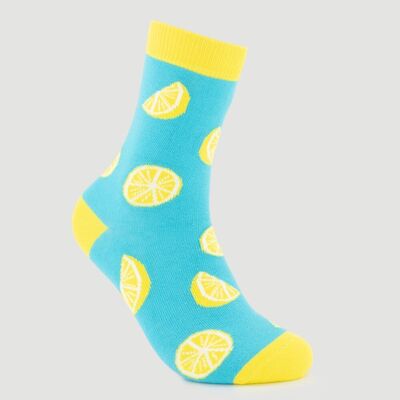 CHAUSSETTES COTON BIO CITRON TURQUESE