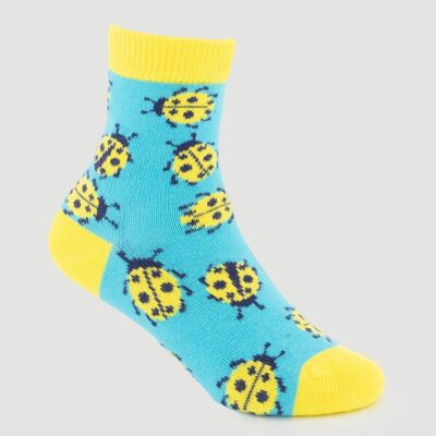 Türkise Marienkäfer-Socken aus Bio-Baumwolle, Fair-Trade-Produkt