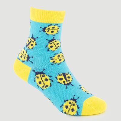 CHAUSSETTES ENFANT COTON BIOLOGIQUE COCCINELLE TURQUOISE