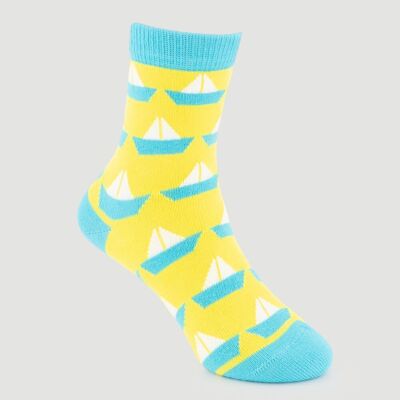 CHAUSSETTES ENFANT COTON BIO BATEAUX TURQUOISE