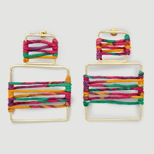 EARRINGS TIN RECYCLED THREAD