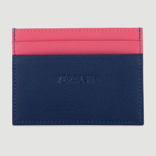 NATURAL LEATHER CARD HOLDER JAYA NIGHT FUCSIA