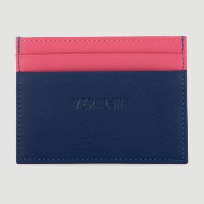 PORTE-CARTES EN CUIR NATUREL JAYA NIGHT FUCHSIA