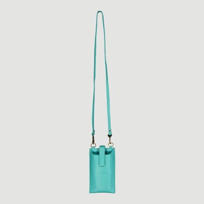 NATURAL LEATHER MOBILE HOLDER TURQUOISE