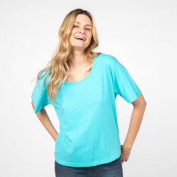 T-shirt Serena Turquoise en coton biologique Produit équitable 1