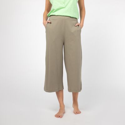 PANTALONE CULOTTE IN COTONE ORGANICO OLIVA