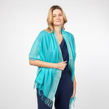 ECHARPE COTON KORAI TURQUOISE 1