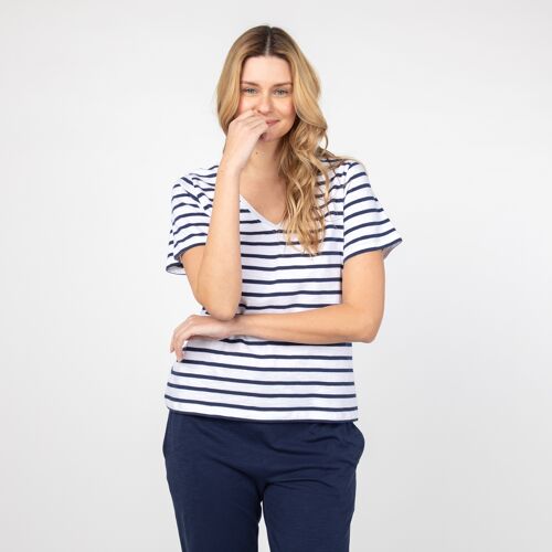 ORGANIC COTTON SHIRT SARITA STRIPES NIGHT