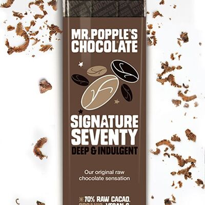 70% Signature Seventy - Barra de chocolate artesanal orgánico oscuro de 35 g