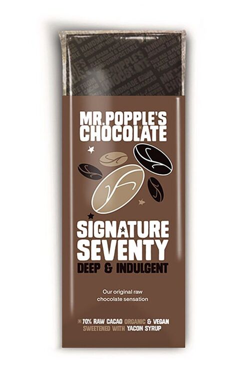 70% Signature Seventy - 75g Dark Organic Craft Chocolate Bar