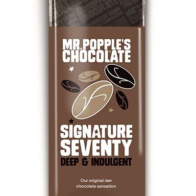 70 % Signature Seventy - Barra de chocolate artesanal oscuro orgánico de 75 g