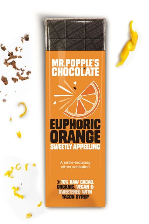 70% Euphoric Orange 35g Dark Organic Vegan Chocolate Bar