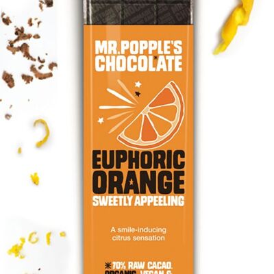 Barra de chocolate vegano orgánico oscuro 70% naranja eufórica 35 g