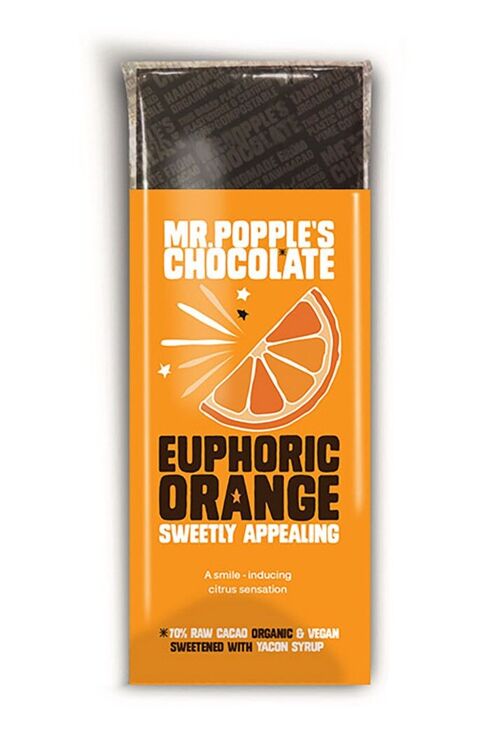 70% Euphoric Orange 75g Dark Organic Vegan Chocolate Bar