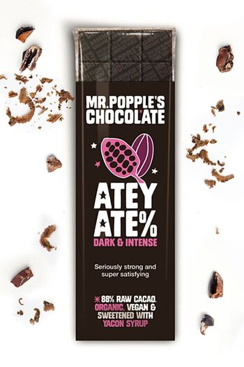 88% Atey Ate% 35g Barre de chocolat noir végétalien biologique sans sucre