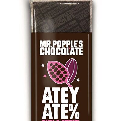 88% Atey Ate% Tavoletta di cioccolato fondente biologico vegano senza zucchero da 75 g