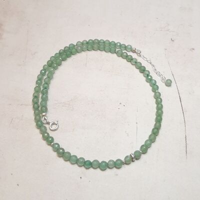 Green Aventurine and 925 Silver Necklace