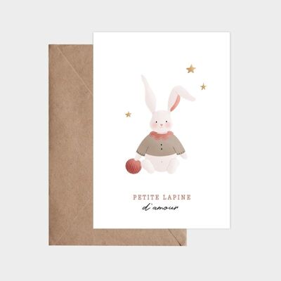 Postcard - Little rabbit of love - baby girl birth