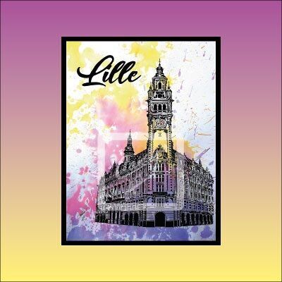 Poster Lille - The Belfry of the Chamber of Commerce