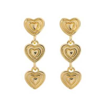 Baby - Dangling Heart Stud Earrings - Gold