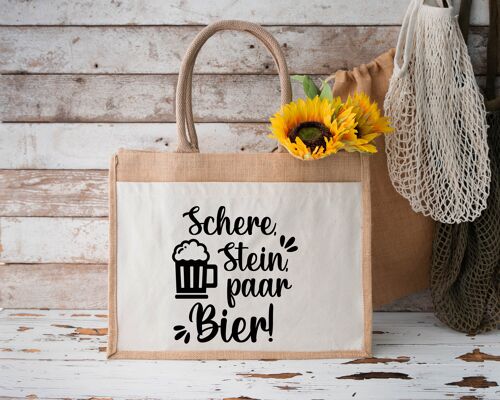 Schere, Stein, paar Bier!  | Jutetasche