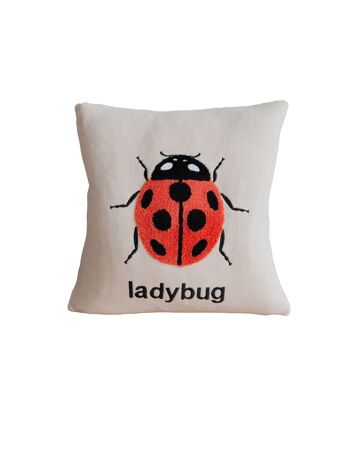 Oreiller Ladybug Punchneedle, rouge, En stock 22.03 2