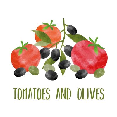 Serviette Tomates & Olives 25x25