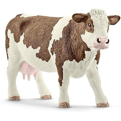Schleich - Figurine Vache Simmental française : 13 x 4 x 7,7 cm - Univers  Farm World - réf : 13801