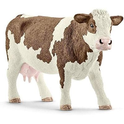 Schleich - Figurina di mucca Simmental francese: 13 x 4 x 7,7 cm - Univers Farm World - ref: 13801