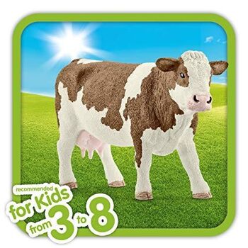 Schleich - Figurine Vache Simmental française : 13 x 4 x 7,7 cm - Univers  Farm World - réf : 13801 3