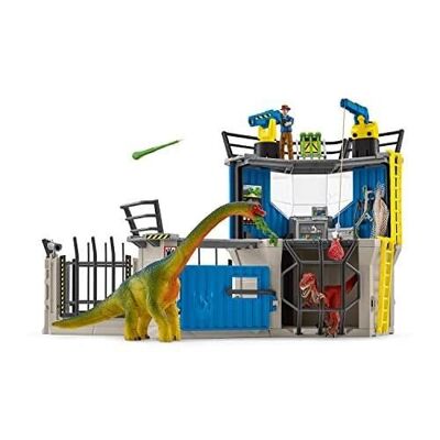Schleich - Set da gioco The Great Dino Research Station: 45 × 45 × 36 cm - Dinosaur Universe - 3 figurine: 1 personaggio, 2 dinosauri - Rif: 41462