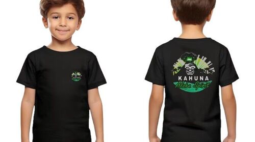 Camiseta Negra 100% Algodon Organico Kahuna VOLCANO Niños (KIDS)