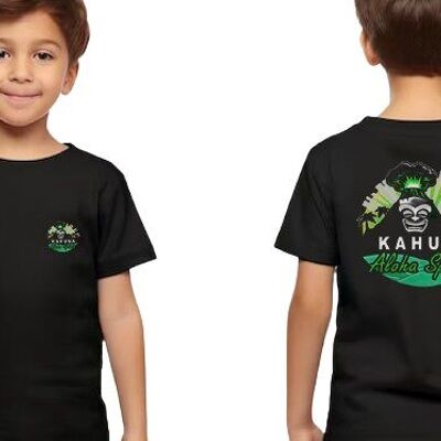 T-shirt nera 100% cotone organico Kahuna VOLCANO Bambino (KIDS)