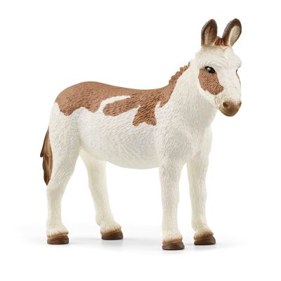 Schleich -Figurine Âne Américain, Tacheté : 7,8 x 2,2 x 6,6 cm  - Univers Farm World - Réf : 13961