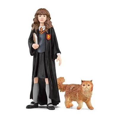 Schleich - Figurines Hermione et Pattenrond : 3,7 x 3,2 x 10 cm - Univers Harry Potter , Wizarding World - Réf : 42635