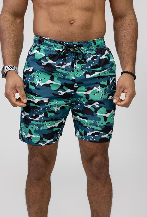 Short de bain motif militaire homme e429