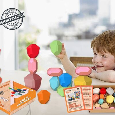 Montessori educational toy stackable pebbles